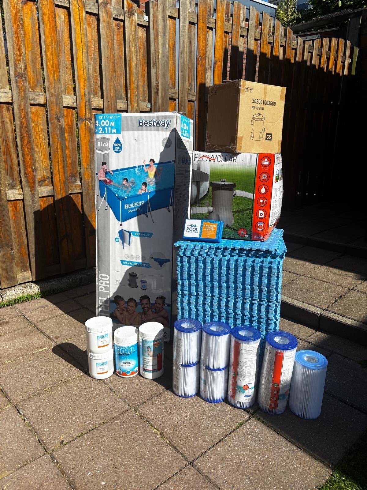 Bestway Steel Pro opzetzwembad 4.00m x 2.11m met accessoires, Ophalen, 200 tot 300 cm, 80 tot 120 cm, Zo goed als nieuw