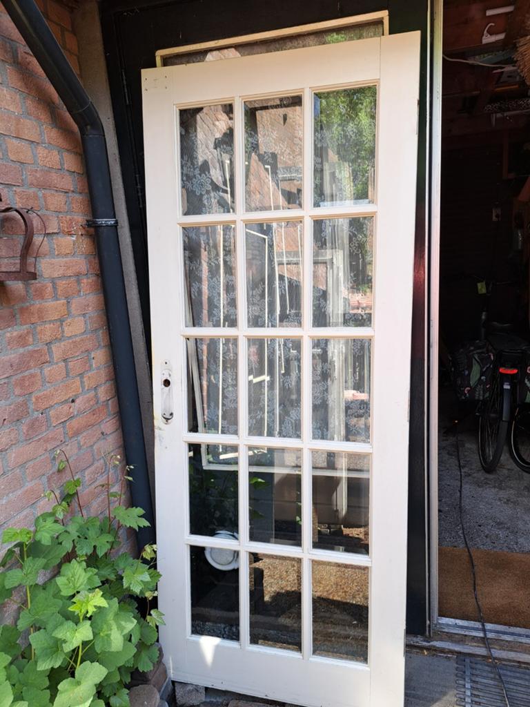 Binnendeur met facet geslepen glas 2.01 x 83 cm, Doe-het-zelf en Verbouw, Ophalen, Gebruikt, 80 tot 100 cm, Binnendeur