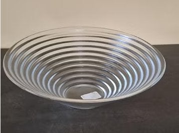 Glazen schaal met ribbels, Ophalen of Verzenden, Zo goed als nieuw, Rond, Glas