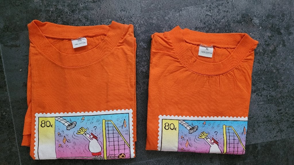 Oranje T-shirt met 'Tikkie Trug Jaap" opdruk, Ophalen of Verzenden, Zo goed als nieuw, Overige maten, Oranje