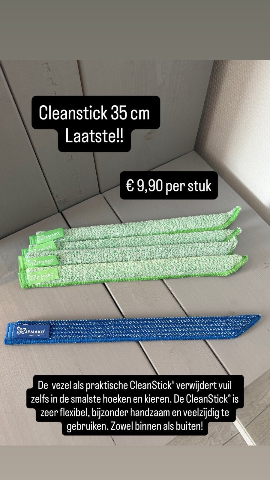 JEMAKO CleanStick 35 cm - Flexibele Schoonmaakvezel, Huis en Inrichting, Ophalen of Verzenden