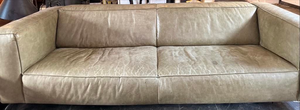 Comfortabele leren bank - 200 tot 250 cm breed, Huis en Inrichting, Banken | Bankstellen, Ophalen, Gebruikt, Tweepersoons, Rechte bank