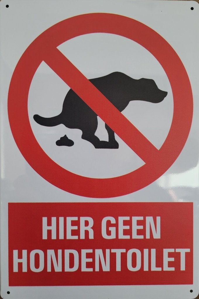 Hier geen hondentoilet hond reclamebord van metaal wandbord, Info@deconoord.nl, Deco Noord, Nieuw, Ophalen of Verzenden