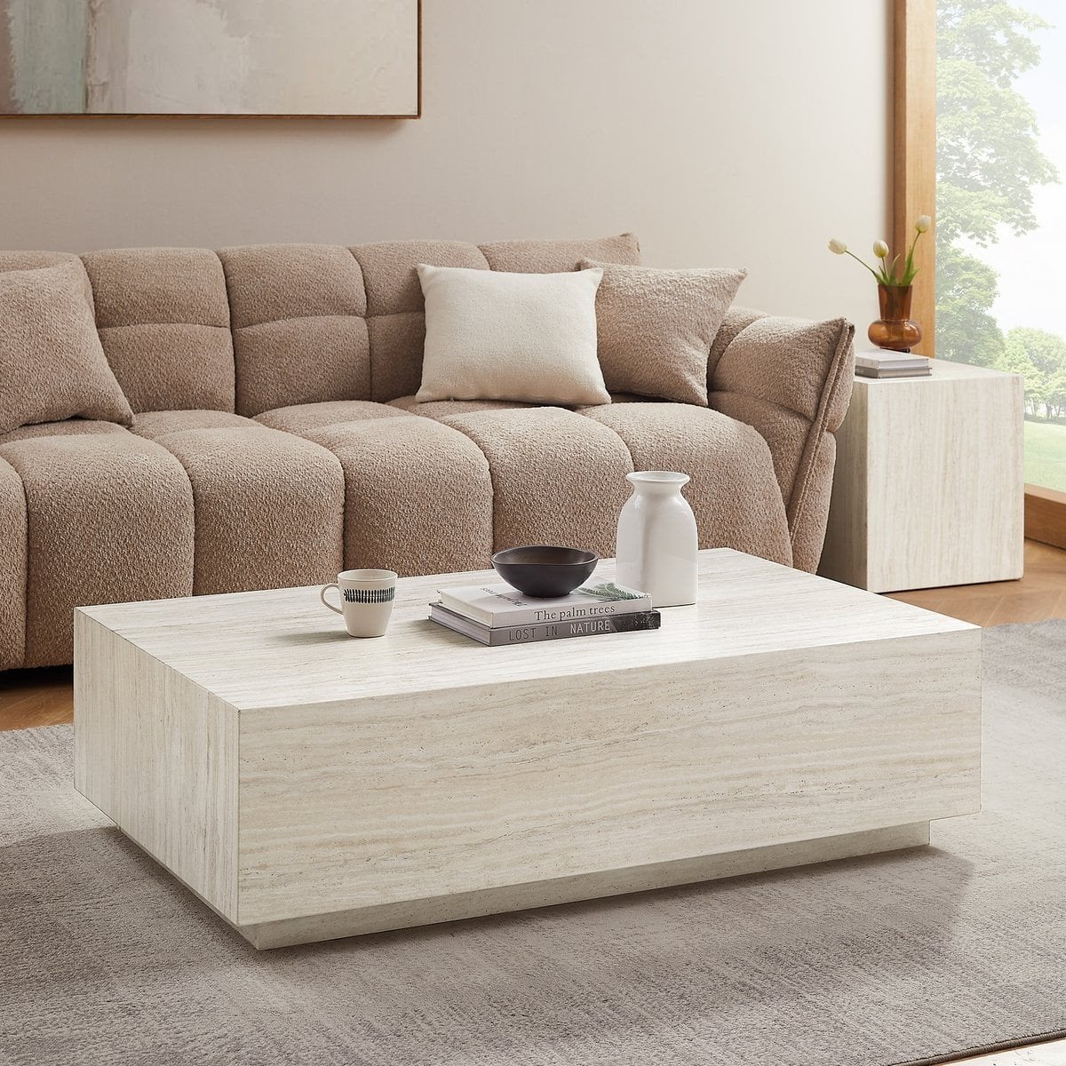 Travertin Salontafel 120x75 cm - Elegante Lounge Stijl, Computers en Software, Ophalen of Verzenden