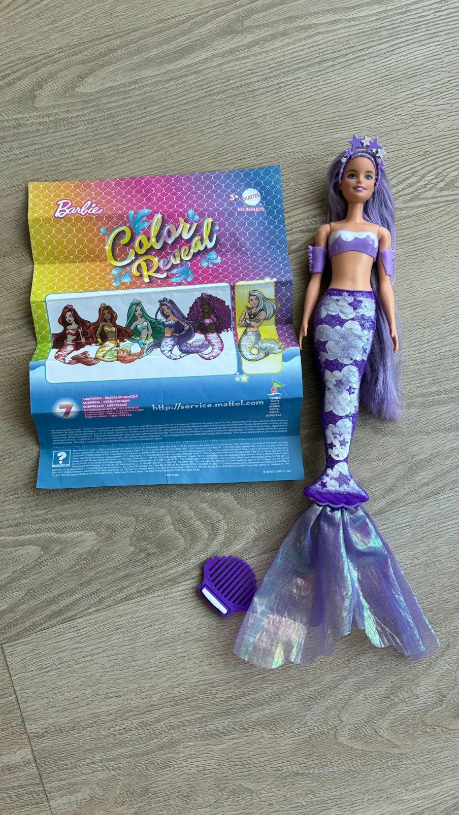 Barbie Color Reveal Zeemeermin Pop - Paars, Ophalen of Verzenden, Zo goed als nieuw, Barbie