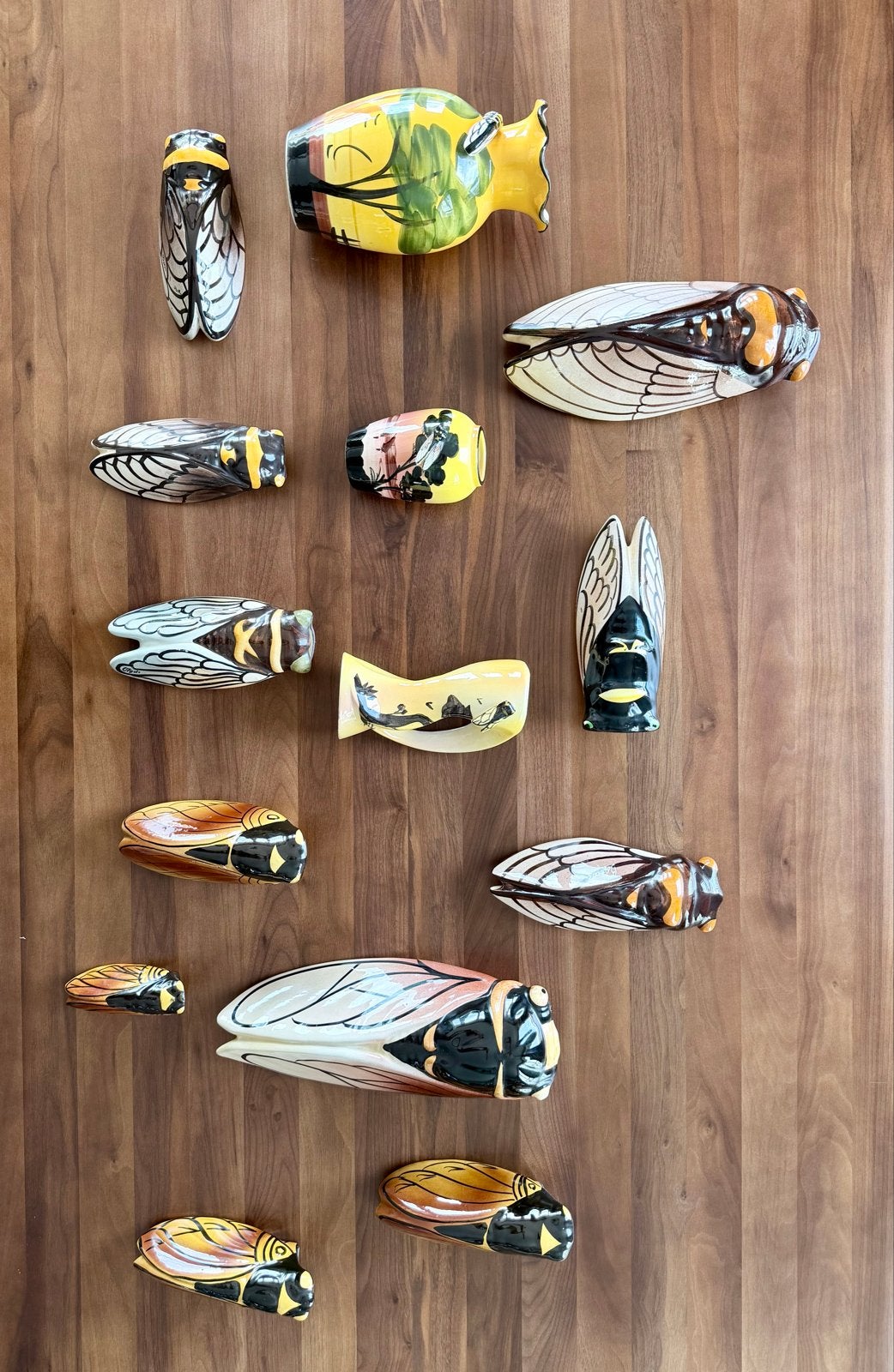 Unieke collectie keramische cicaden en vazen, Antiek en Kunst, Antiek | Keramiek en Aardewerk, Ophalen of Verzenden