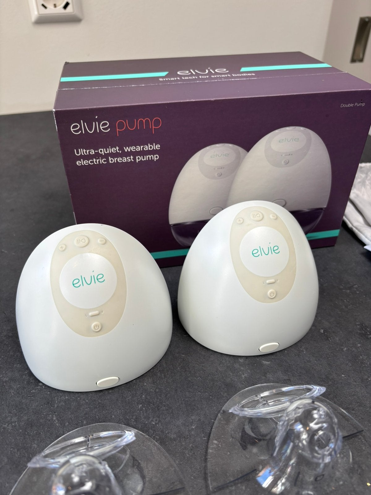 Elvie Pump dubbele kolf, Ophalen of Verzenden, Zo goed als nieuw, Borstkolf