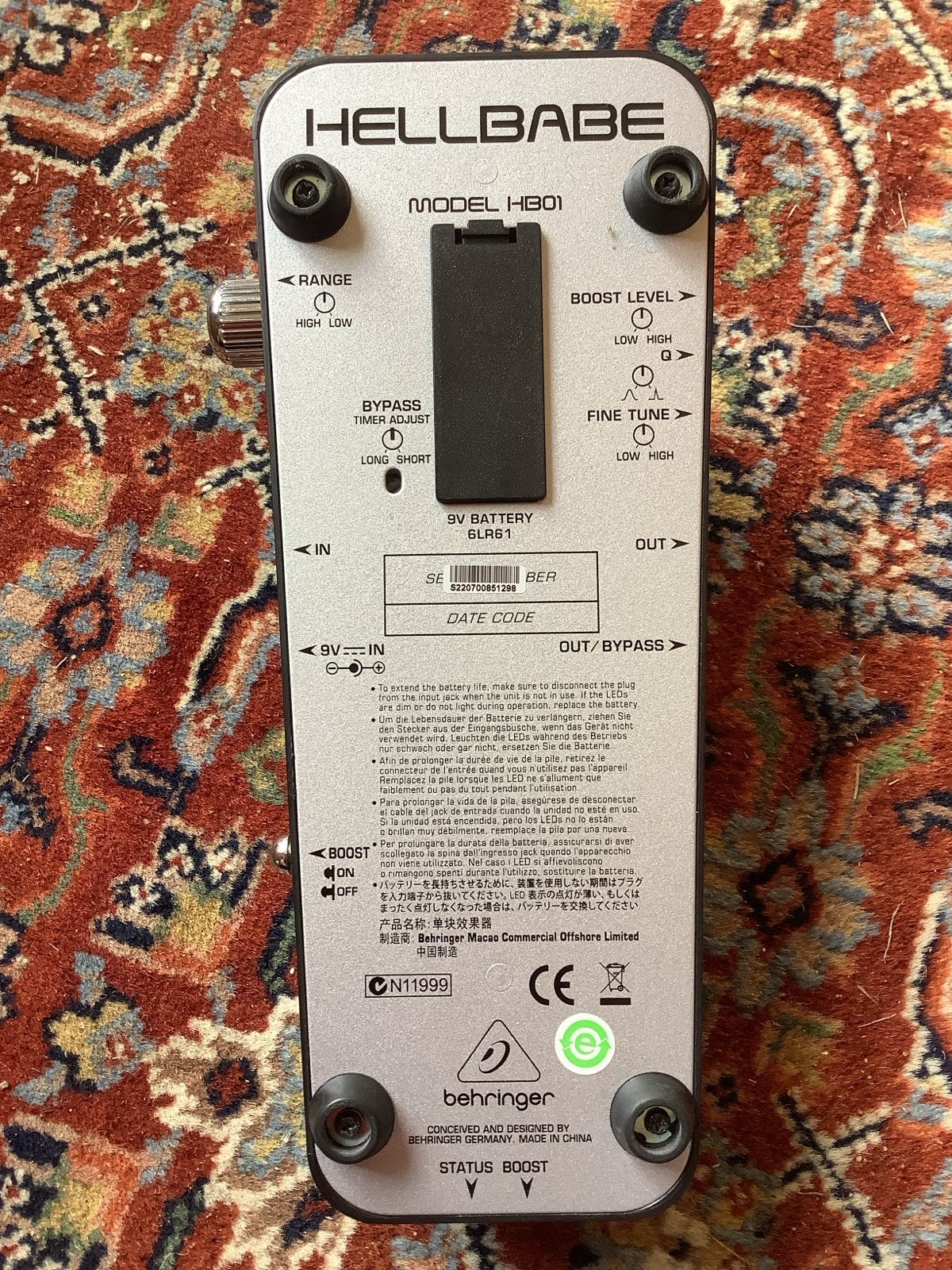Behringer Hellbabe HB01 Wah Wah Pedaal, Ophalen of Verzenden, Zo goed als nieuw, Wah Wah
