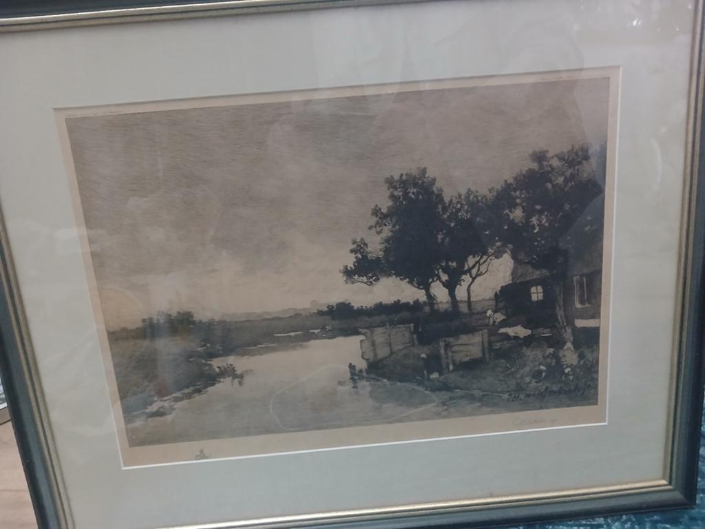 Grote ets Weissenbruch, Ingelijst, Ets, Ophalen of Verzenden, Landschap
