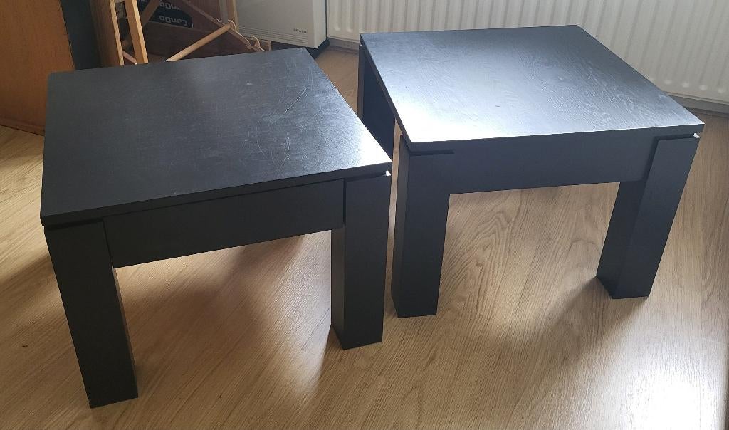 GRATIS: Twee zwarte salontafels, Ophalen, Gebruikt, 50 tot 100 cm, 50 tot 100 cm