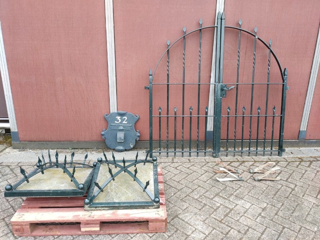 dubbele draaipoort, smeedijzeren sierpoort, doorgang 177cm, Tuin en Terras, Ophalen, Gebruikt, Smeedijzer, Draaipoort