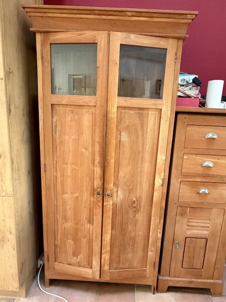 Teakhouten kast, Huis en Inrichting, Kasten | Buffetkasten, Ophalen, 200 cm of meer, Glas, 50 tot 100 cm