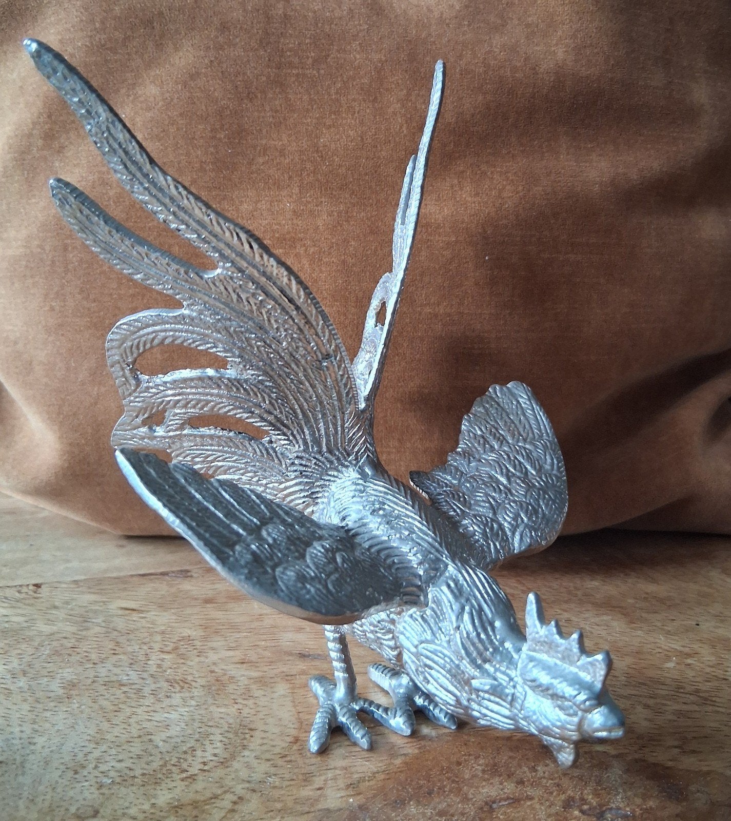 verzilverde kemphaan , haan , vogel beeldje, Ophalen of Verzenden, Dier