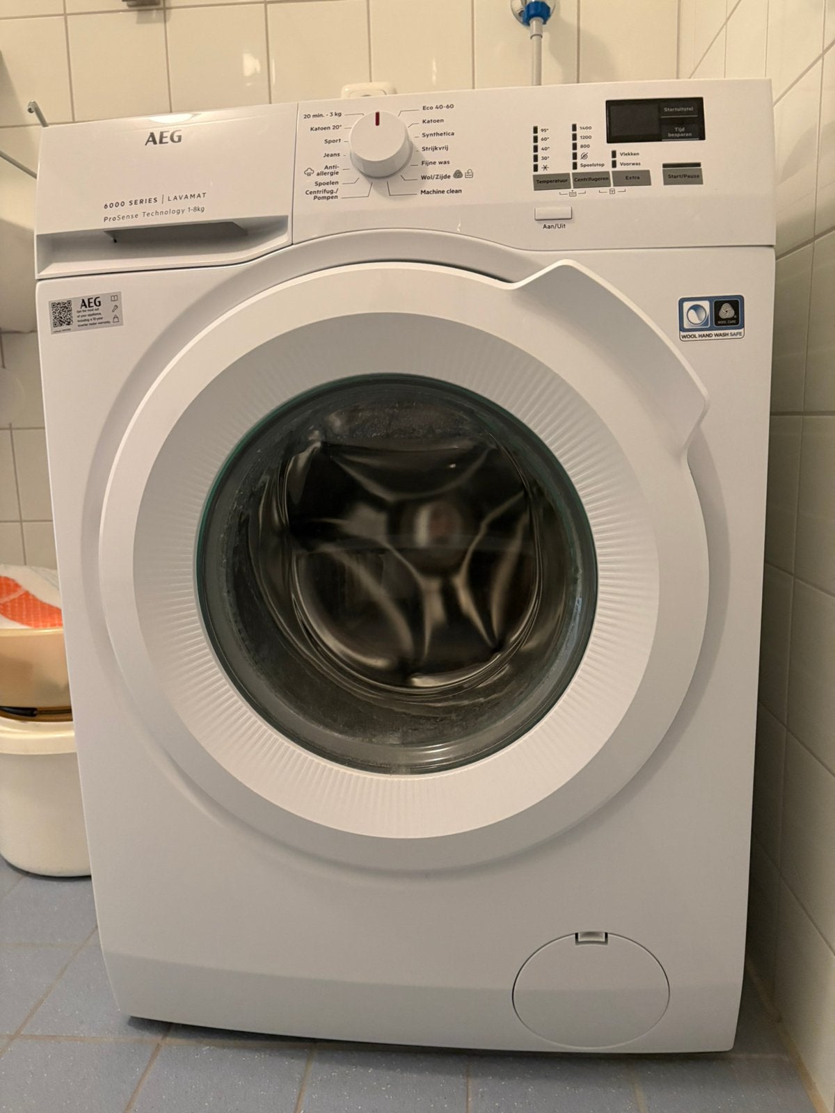 AEG wasmachine-als nieuw, Ophalen, Zo goed als nieuw, Voorlader, 85 tot 90 cm