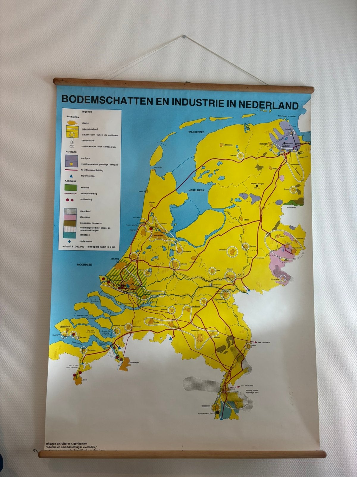 Vintage schoolplaat Nederland Bodemschatten en Industrie, Ophalen, Aardrijkskunde