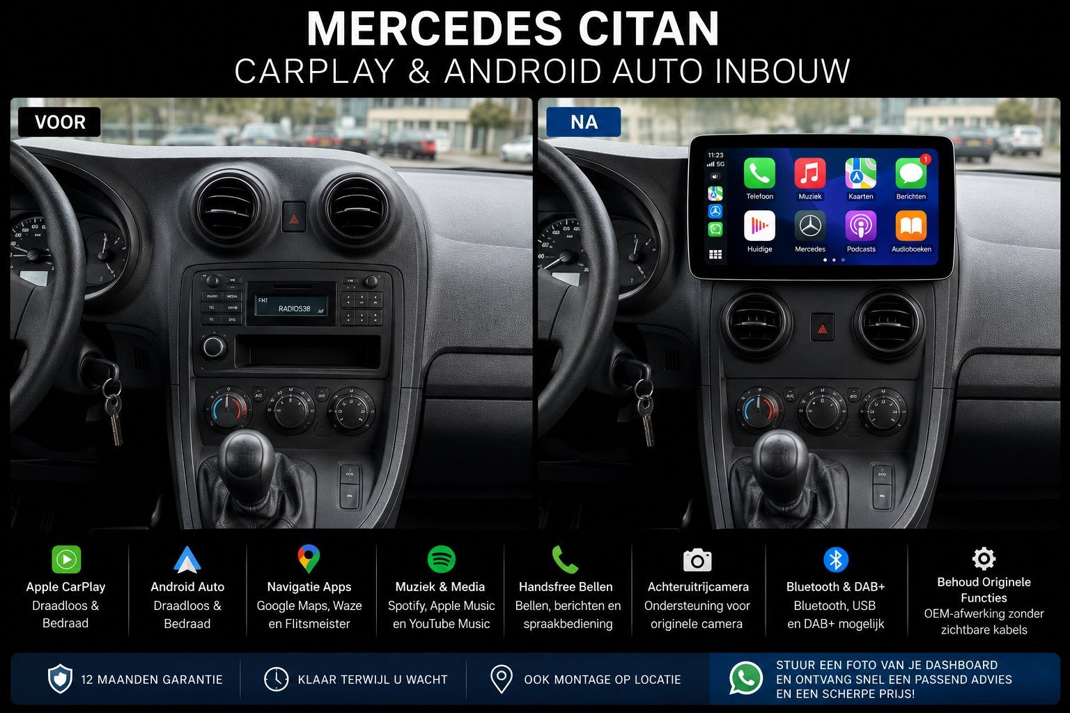 Mercedes Citan CarPlay & Android Auto Inbouw, Ophalen, Nieuw