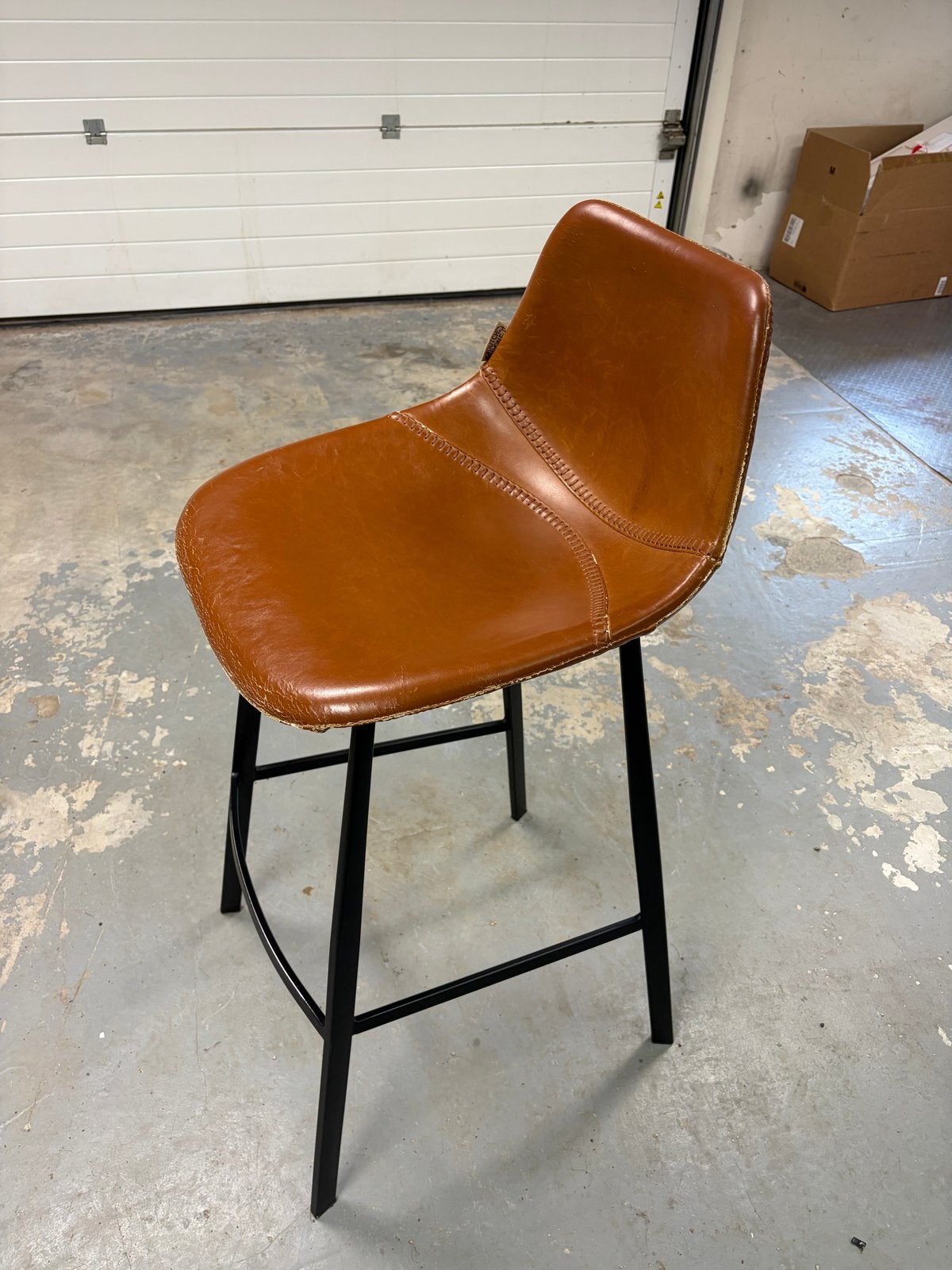 Dutchbone, Barkruk Franky, Bruin Hoog, Ophalen, Met voetsteun, 60 tot 90 cm, Leer