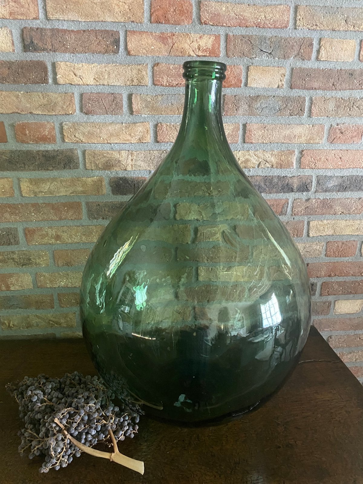 Vintage grote donkergroene gist/bolfles, hoogte 70 cm, Ophalen