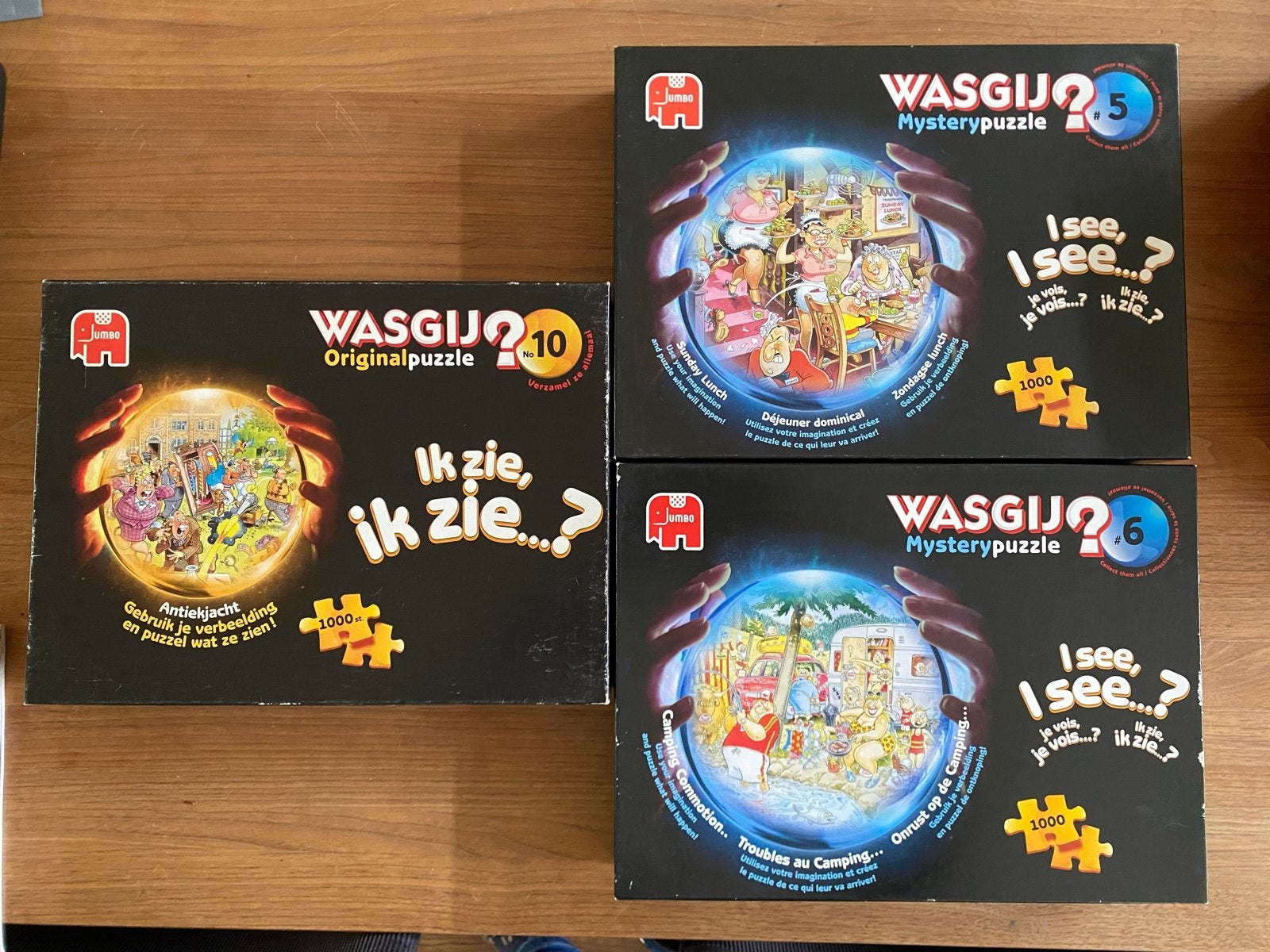 Wasgij Puzzels - 3x 1000 stukjes: Zondagse lunch, Onrust op, Ophalen, 500 t/m 1500 stukjes, Gebruikt, Legpuzzel