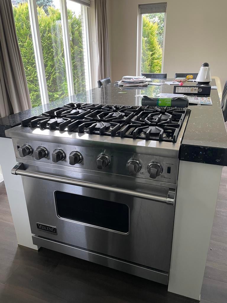 Viking 6-pits gasfornuis met oven - Professionele kwaliteit, Ophalen, Gebruikt, Hete lucht, 60 cm of meer