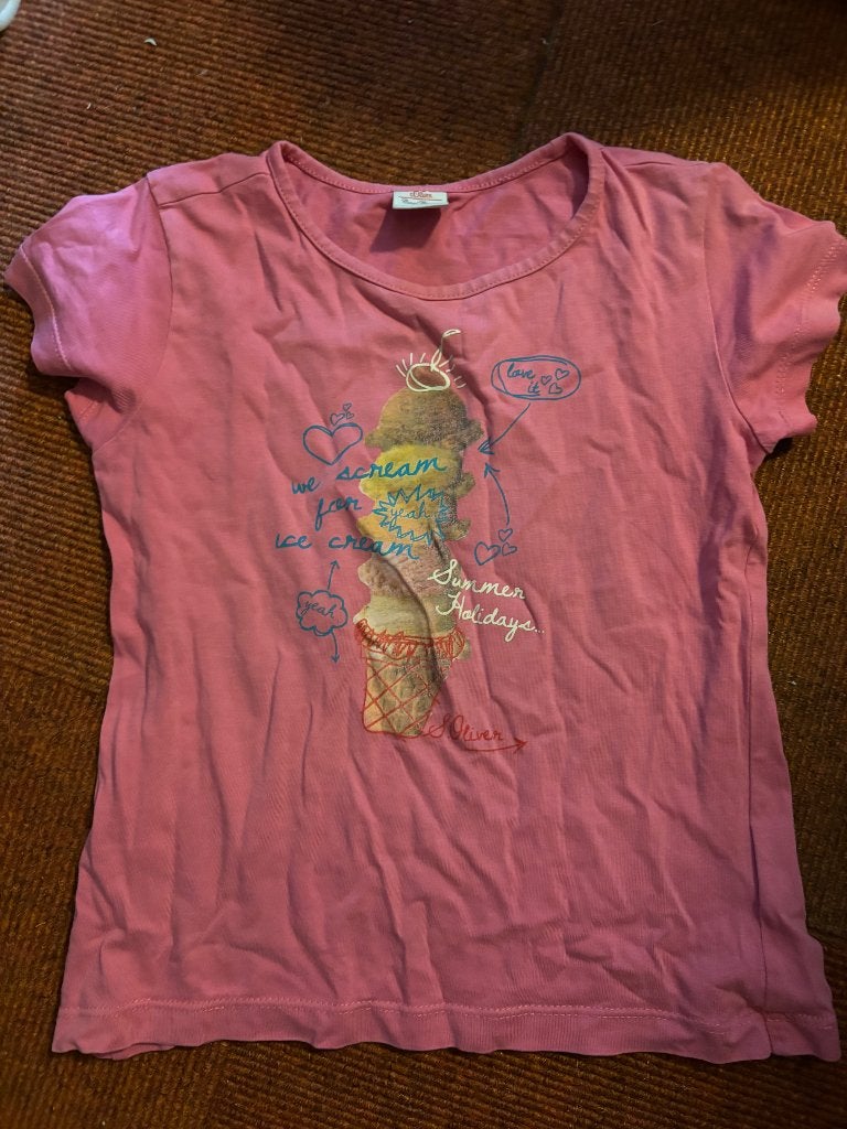 Roze shirt met ijsje S. Oliver in maat 116/122, Ophalen, Gebruikt, Meisje, Shirt of Longsleeve