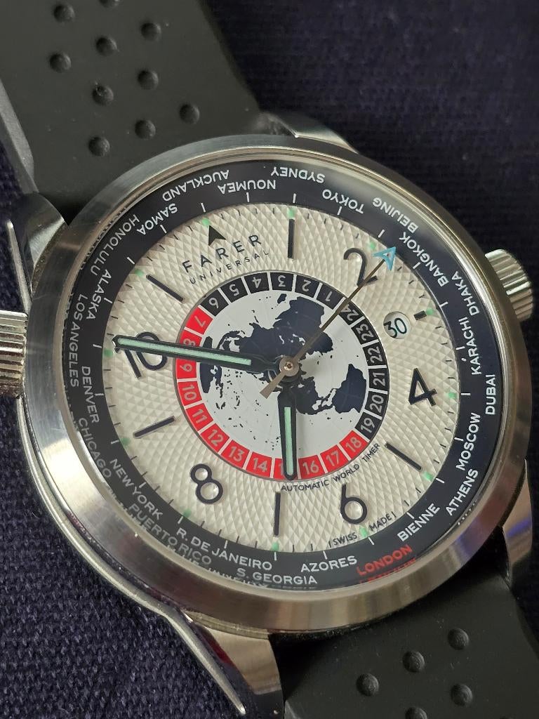 Farer Roché II worldtimer, Staal, Polshorloge, Overige materialen, Zo goed als nieuw