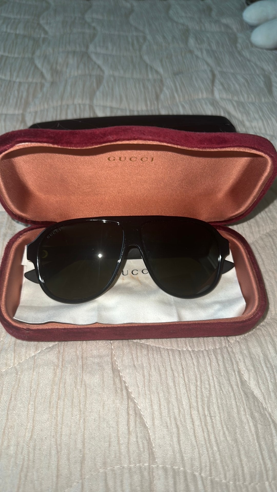 Gucci zonnebril piloten bril GG0009S 001- orgineel, Zwart, Zo goed als nieuw, Bril, Ophalen