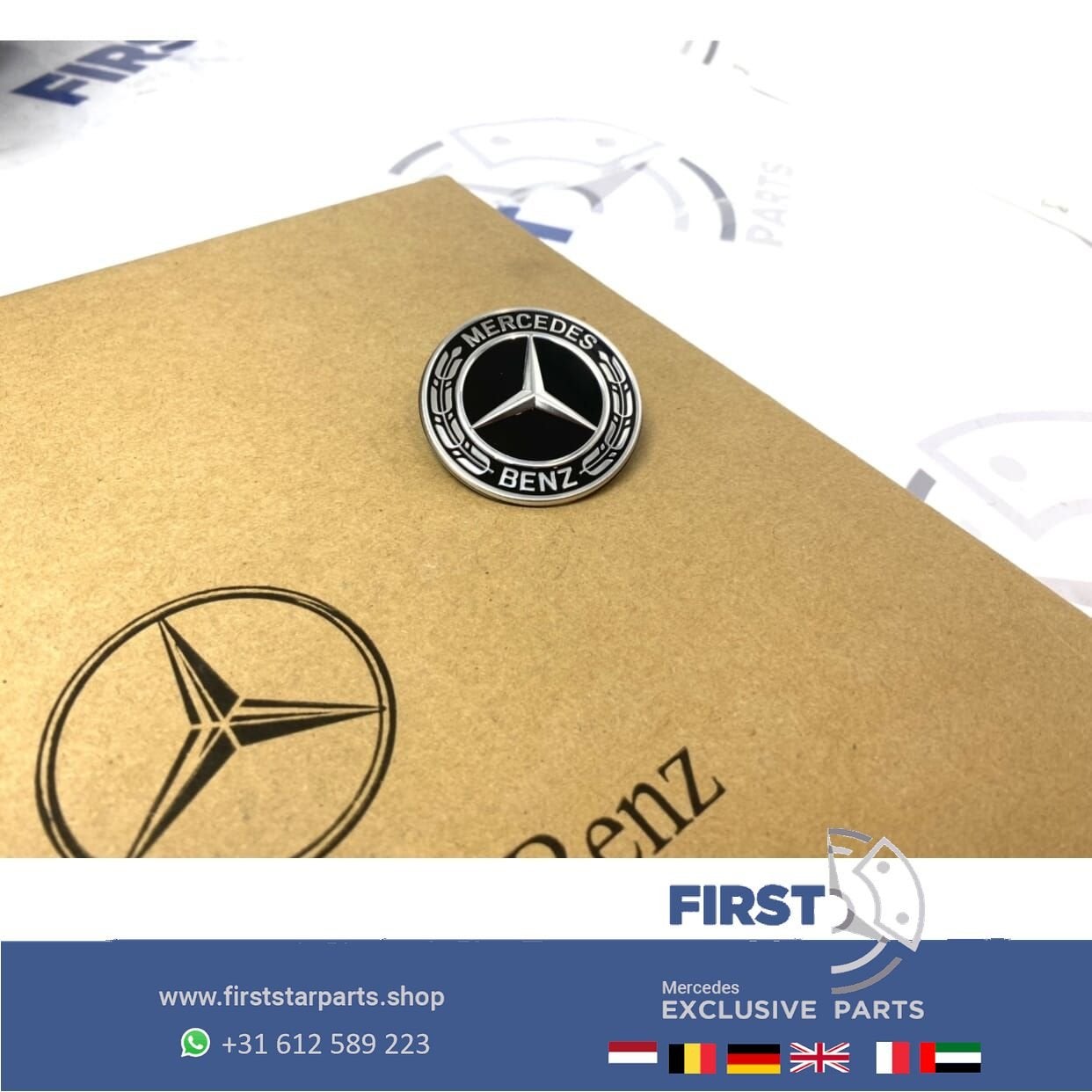 origineel Mercedes VOORBUMPER LOGO EMBLEEM ZWART AMG W176 W1, Auto-onderdelen, Gebruikt, -, Ophalen of Verzenden, -