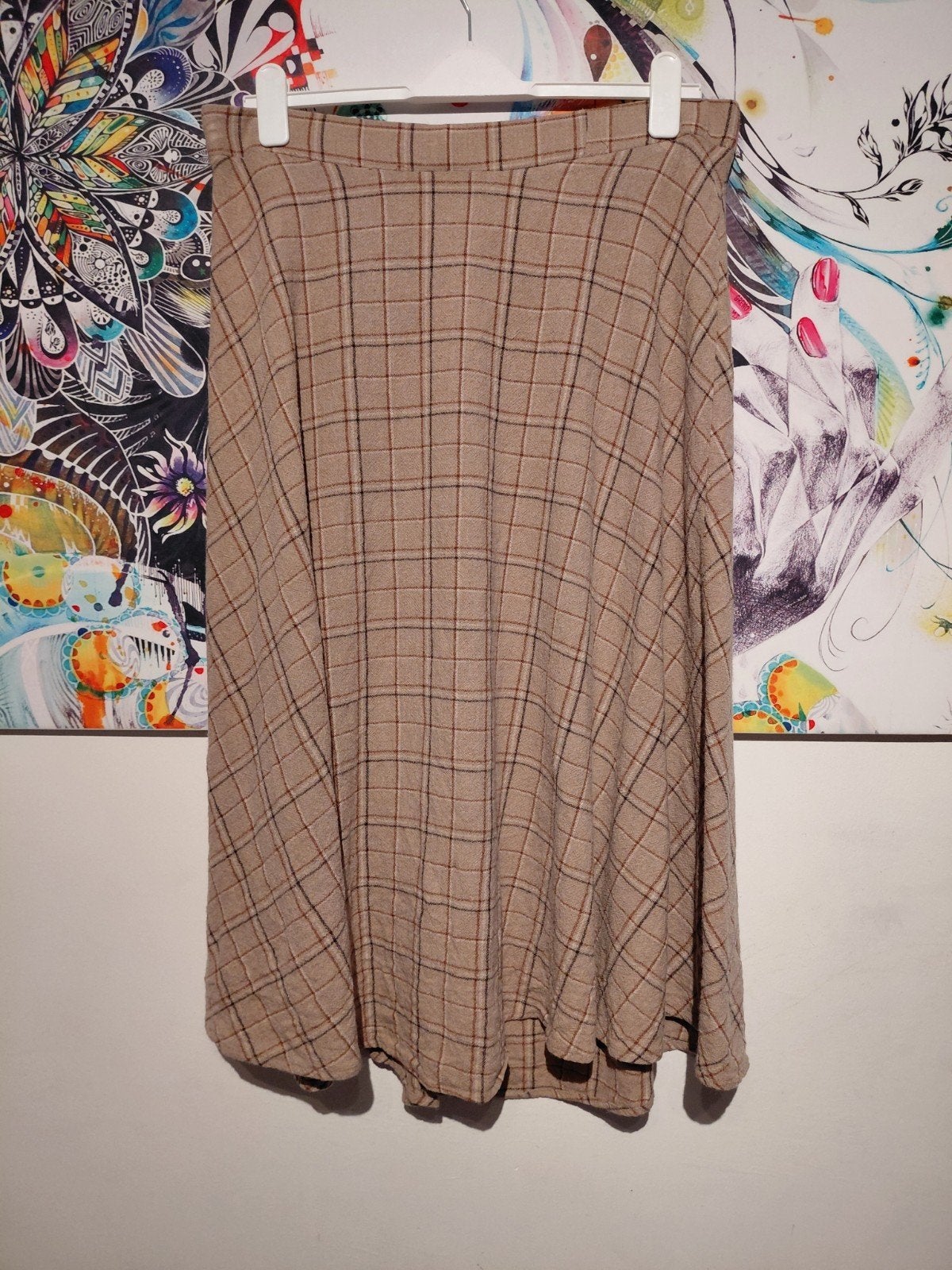 Mooie lange geruite rok La Fée Maraboutée maat 40, Maat 38/40 (M), Beige, Ophalen of Verzenden, La Fée Maraboutée
