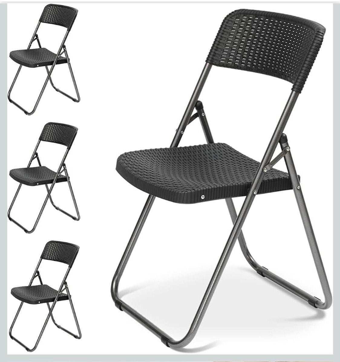 4 Gloednieuwe Zwarte Opvouwbare Stoelen - Nieuw in Doos, Kunststof, Zwart, Nieuw, Ophalen of Verzenden
