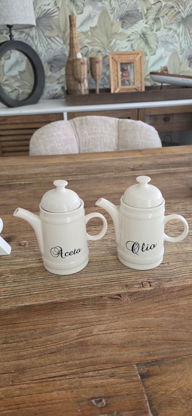 Riviera Maison Azijn en Olie Set - Aceto & Olio, Overige typen, Zo goed als nieuw, Steen/keramiek, Riviera Maison
