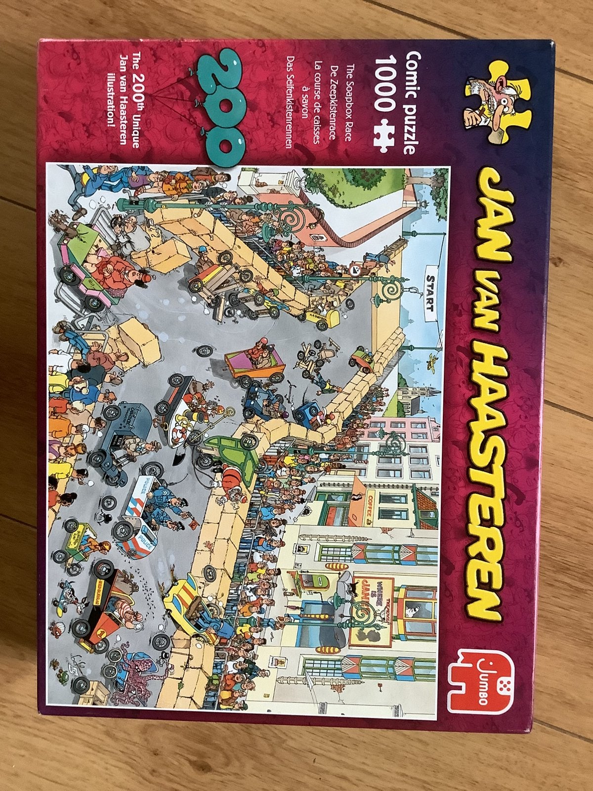 Jan Van Haasteren 1000 st puzzel De Zeepkistenrace, compleet, Ophalen, 500 t/m 1500 stukjes, Zo goed als nieuw