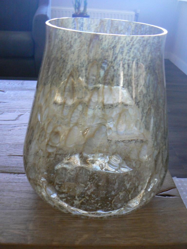 Cheetah vaas 29 cm hoog ZGAN glas, Ophalen, Overige kleuren, Minder dan 50 cm, Glas