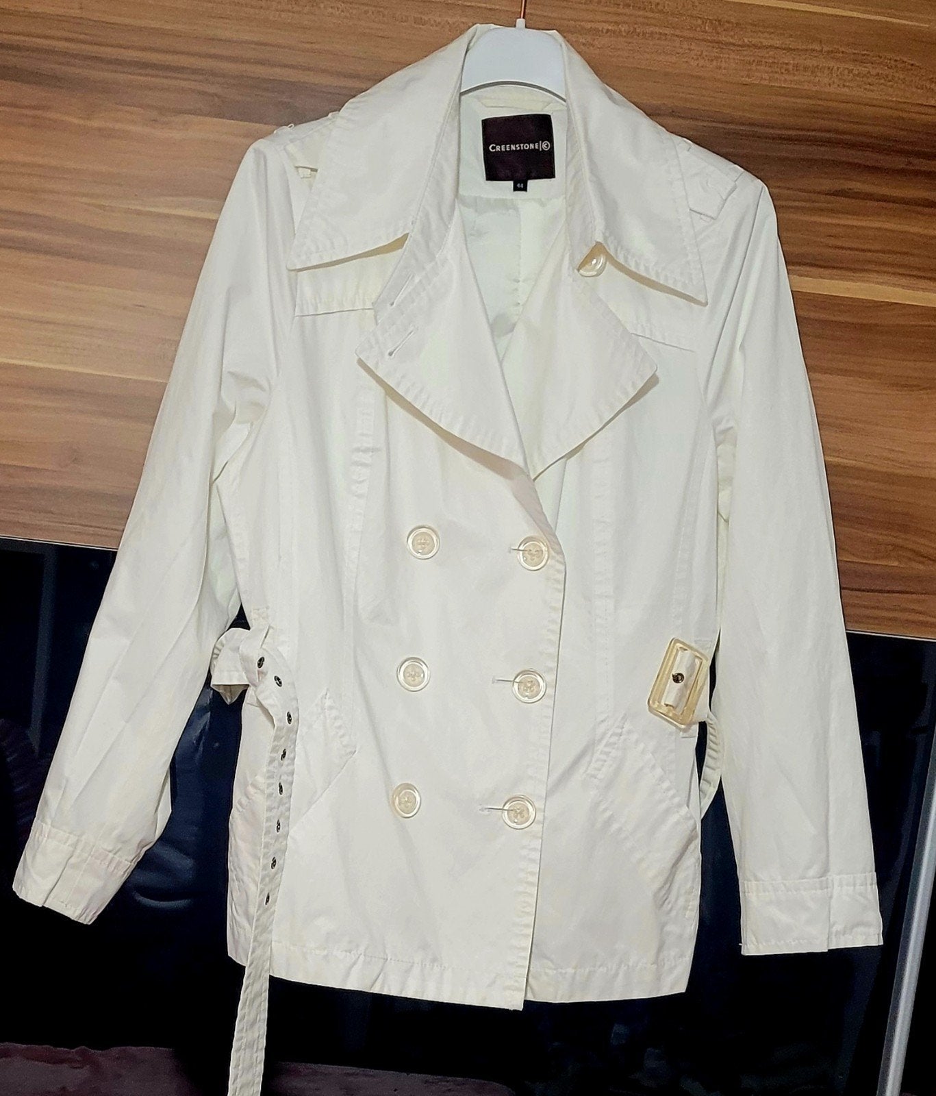 Creenstone Witte Trenchcoat Maat 44, Wit, Creenstone, Maat 42/44 (L), Ophalen of Verzenden