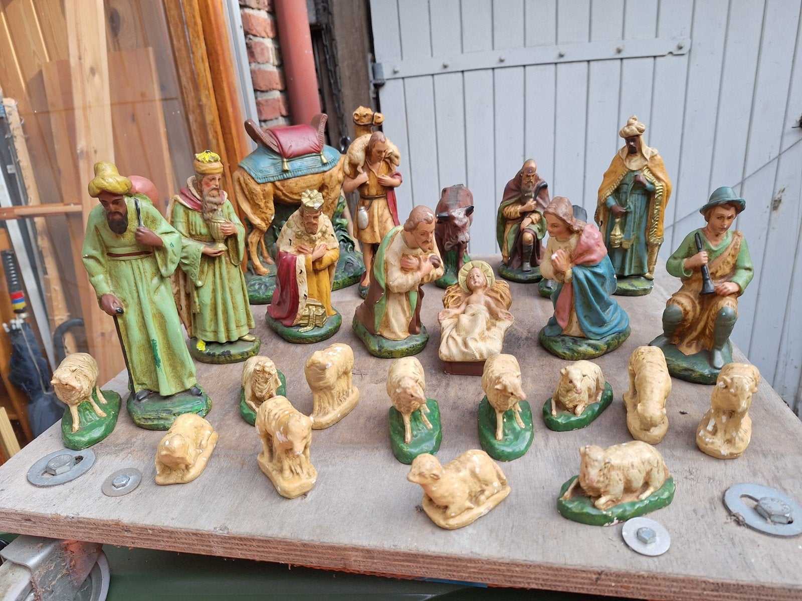vintage gipsen kerstgroep 24 delig  jaren 50/60, Antiek en Kunst, Ophalen