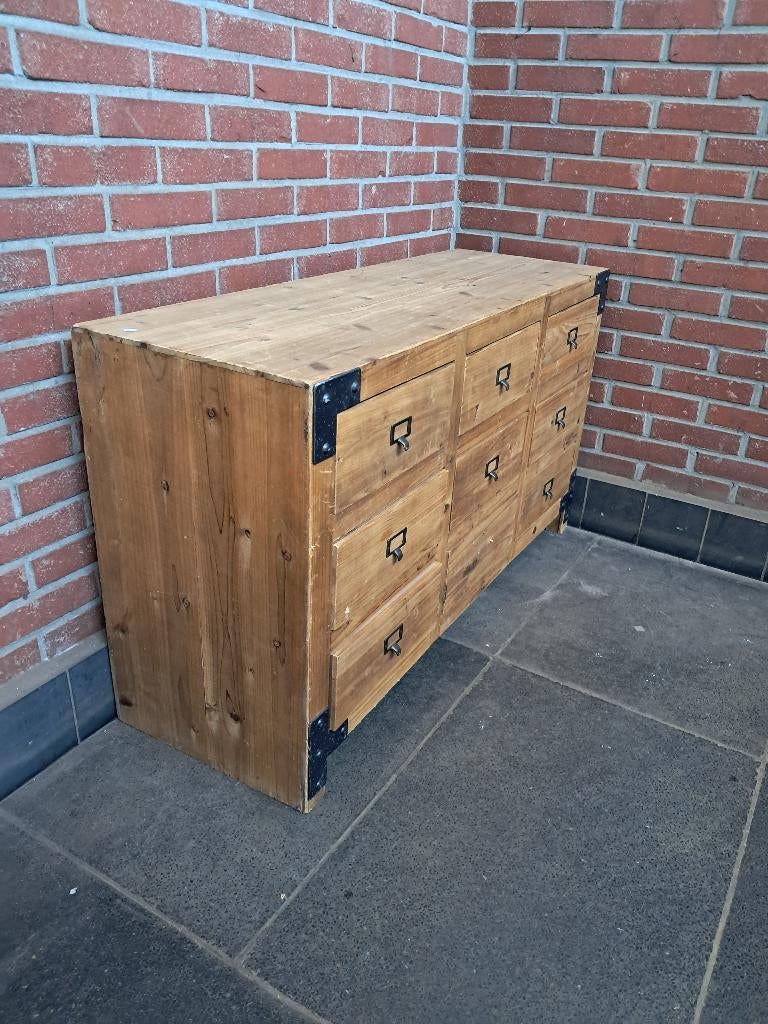 Industrieel Ladekastje Apothekerskast Hout, Huis en Inrichting, Kasten | Ladekasten, Ophalen, Gebruikt, 100 tot 150 cm, 5 laden of meer
