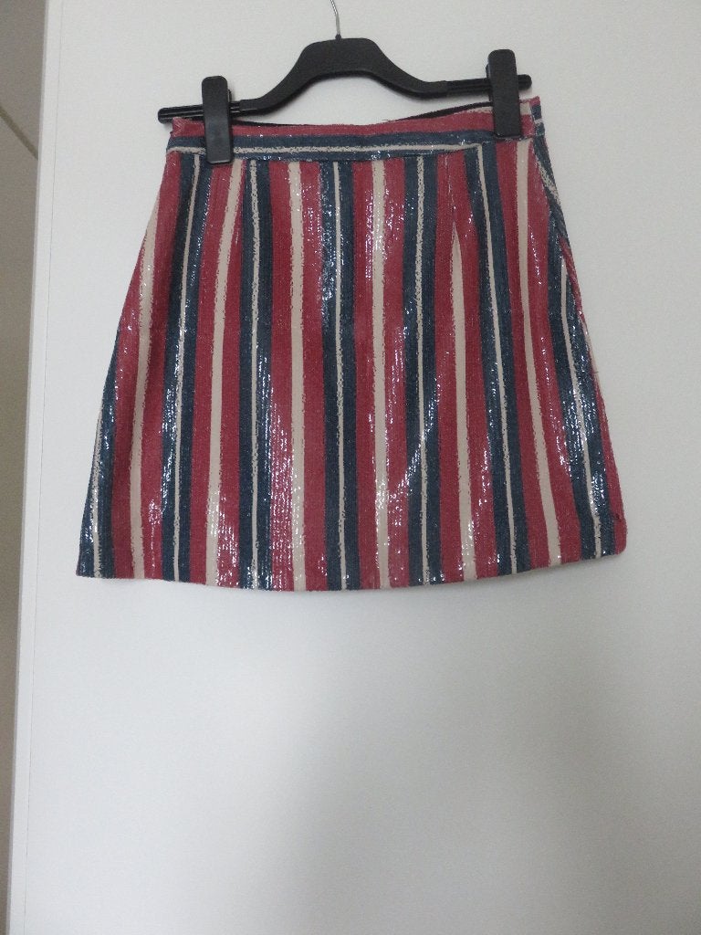 ROK BLAUW /BRUIN PALLETJES ZARA BASIC 36/S, Kleding | Dames, Bruin, Nieuw, Ophalen of Verzenden, Maat 36 (S)