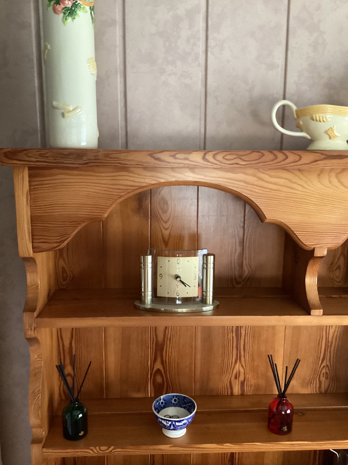 Moderne tafelklok in strak design - AMS, Huis en Inrichting, Ophalen, Goud, Gebruikt, Analoog