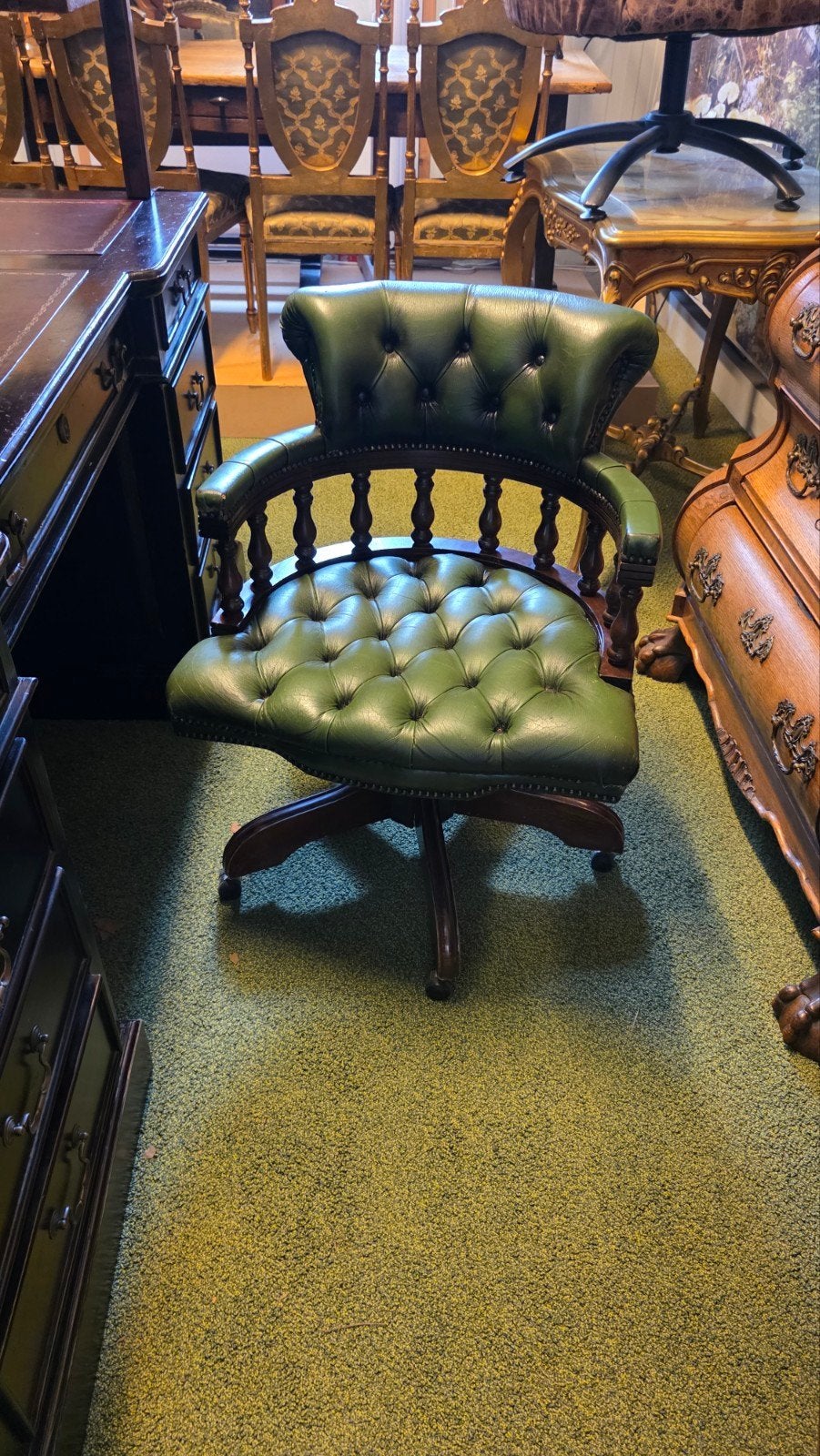 Lederen Chesterfield bureaustoel