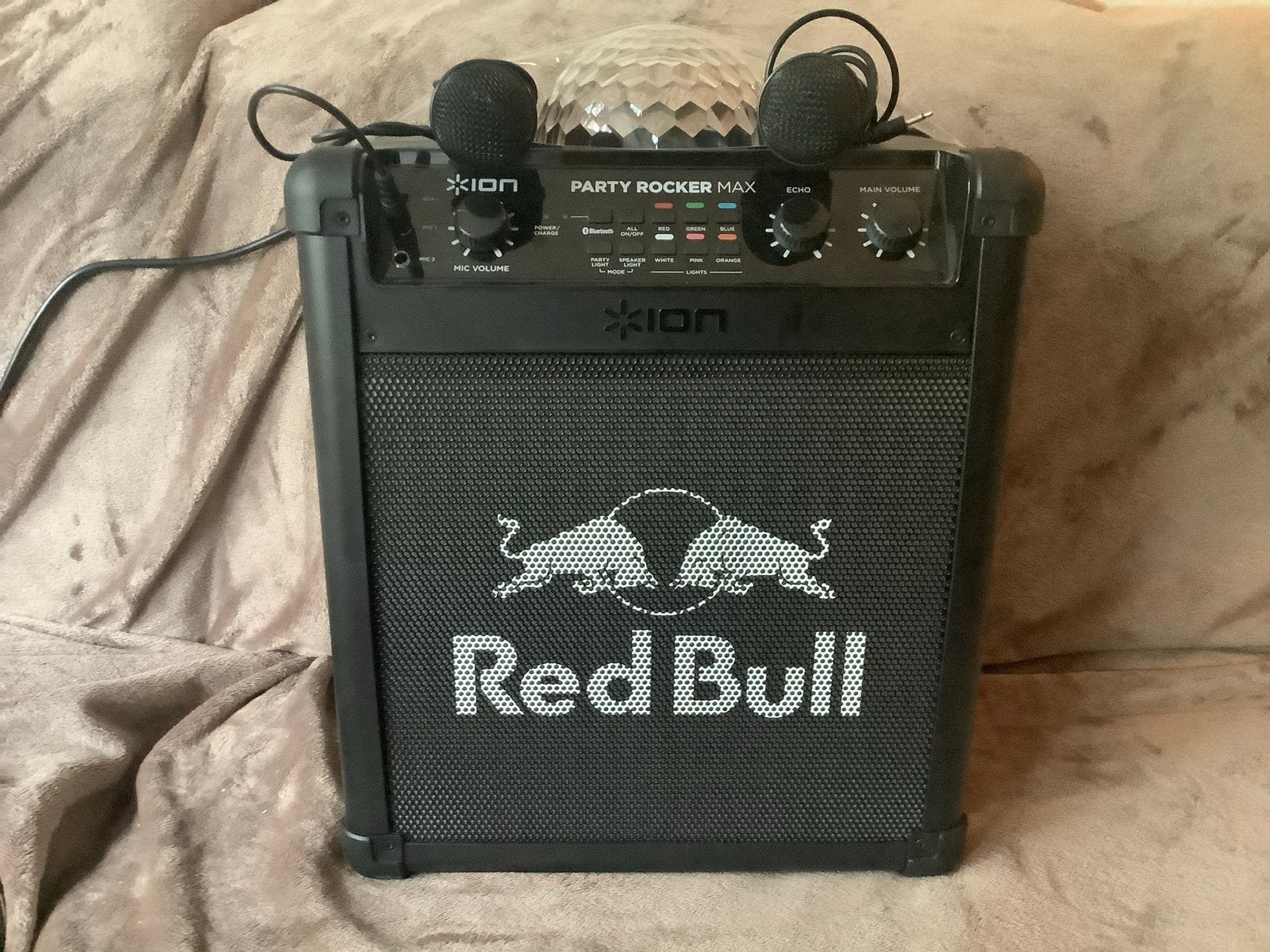 ION Party Rocker Max met Red Bull logo - Karaoke set, Ophalen, Zo goed als nieuw, Complete set
