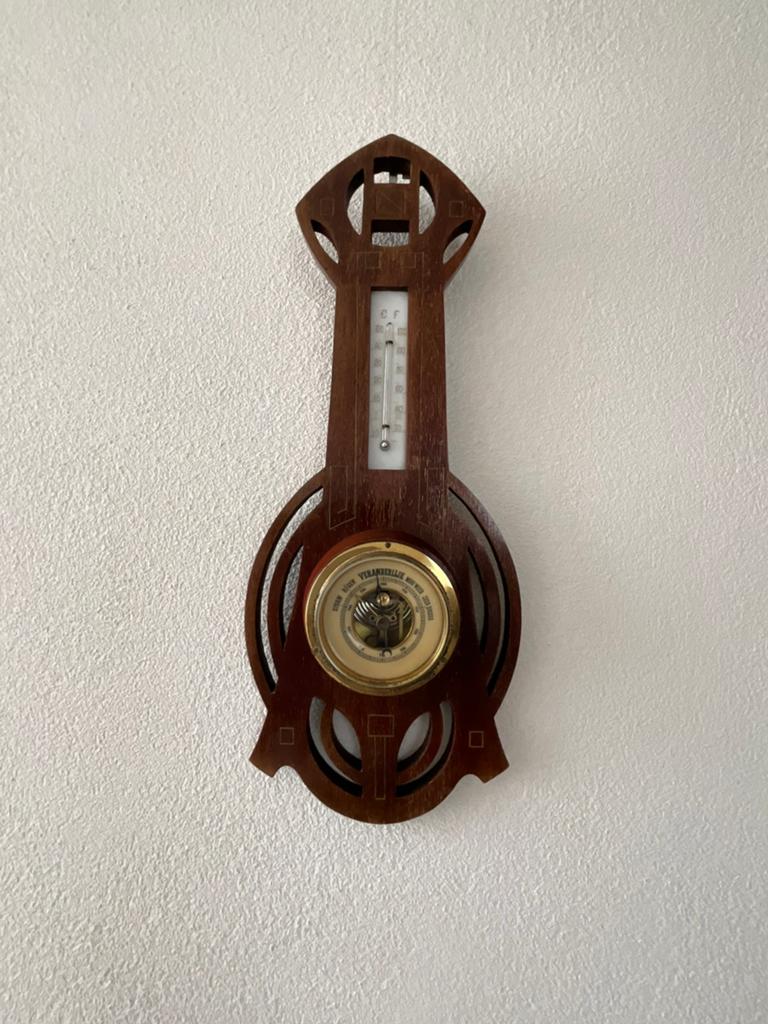 Prachtige LUFFT barometer/weerstation in mooi houtsnijwerk, Ophalen, Zo goed als nieuw