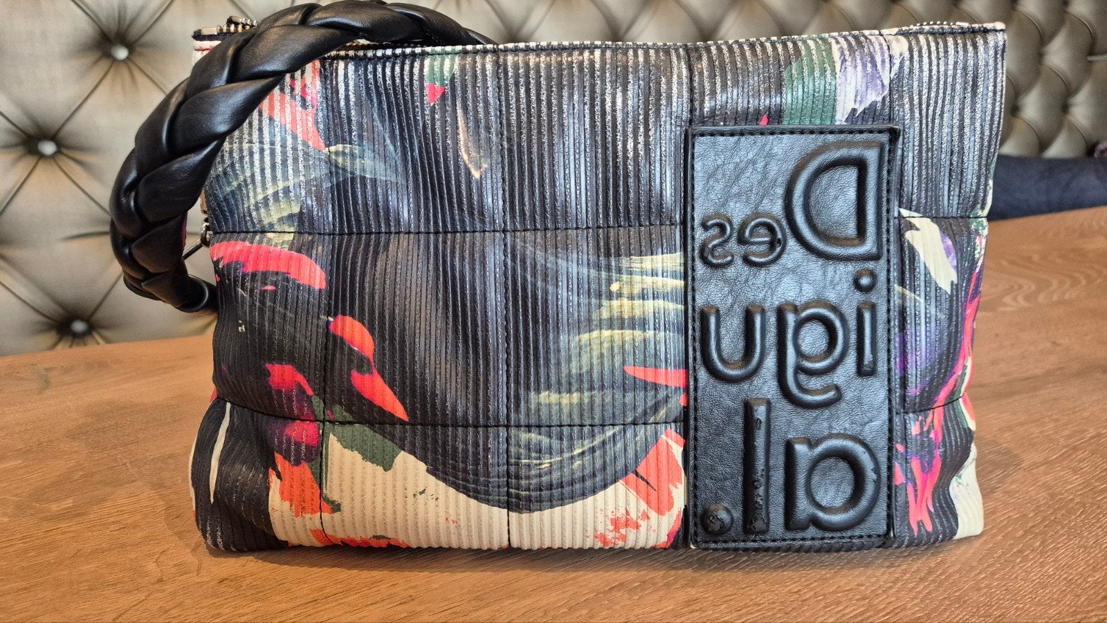Desigual Clutch/Schoudertasje - Zwart met bloemenprint, Ophalen of Verzenden, Zo goed als nieuw, Zwart, Avondtasje