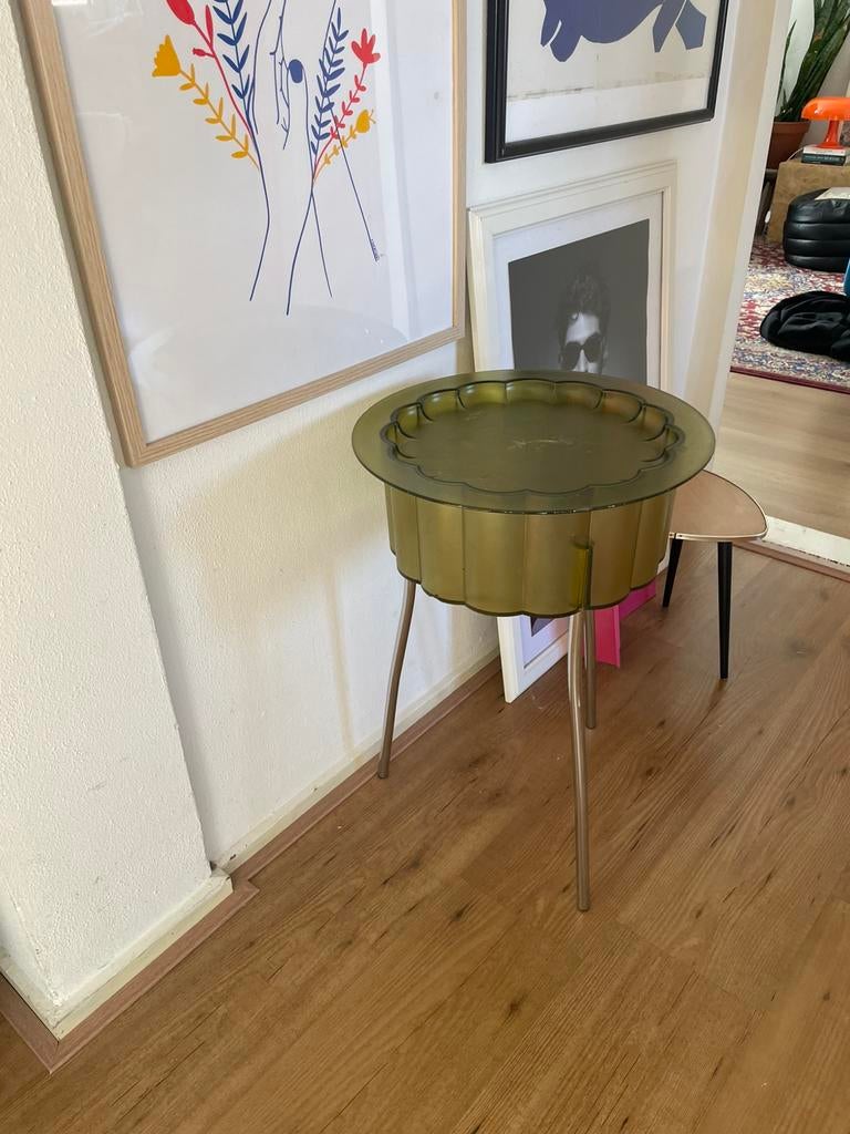 Retro ikea hatten bijzettafeltje ehlen johansson, Gebruikt, Rond, Retro vintage jaren negentig, Ophalen