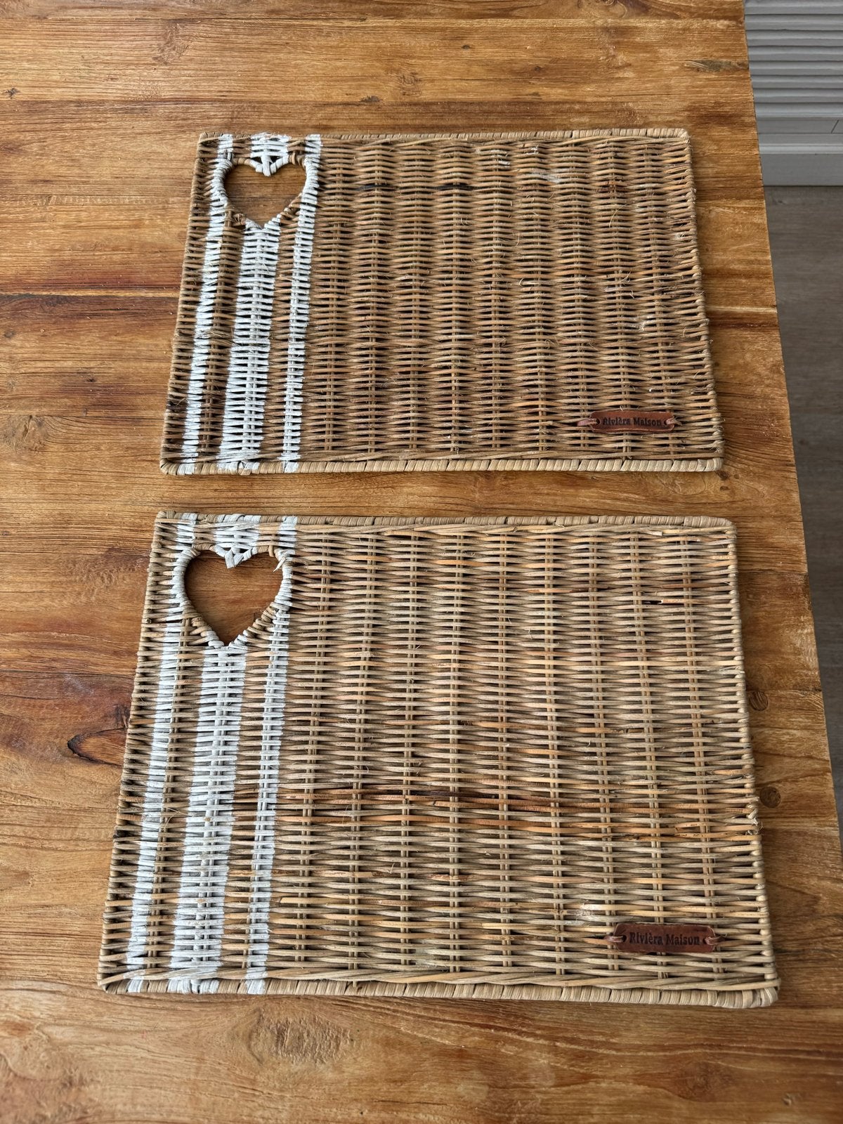 Riviera Maison placemats riet met hartje (2 stuks), Meerkleurig, Ophalen of Verzenden, Natuurlijk materiaal, Landelijk