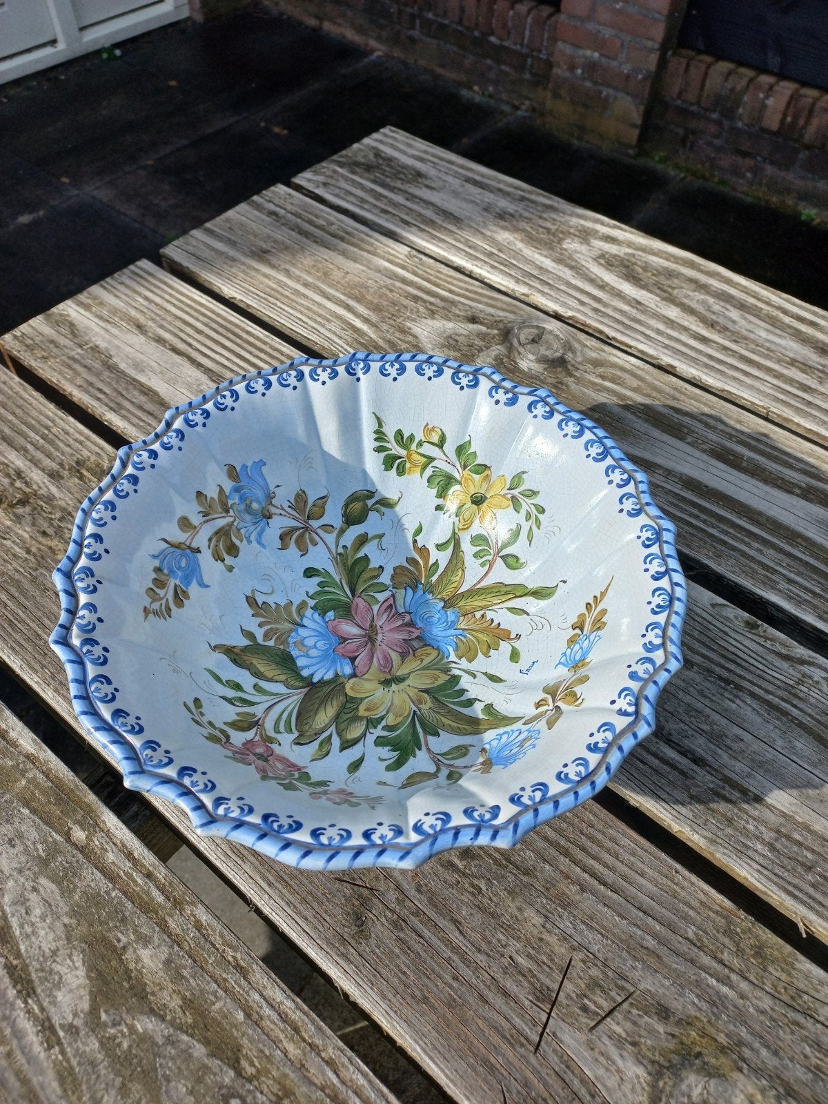 Mooie handgeschilderde porseleinen fruitschaal, 30 cm, Ophalen of Verzenden