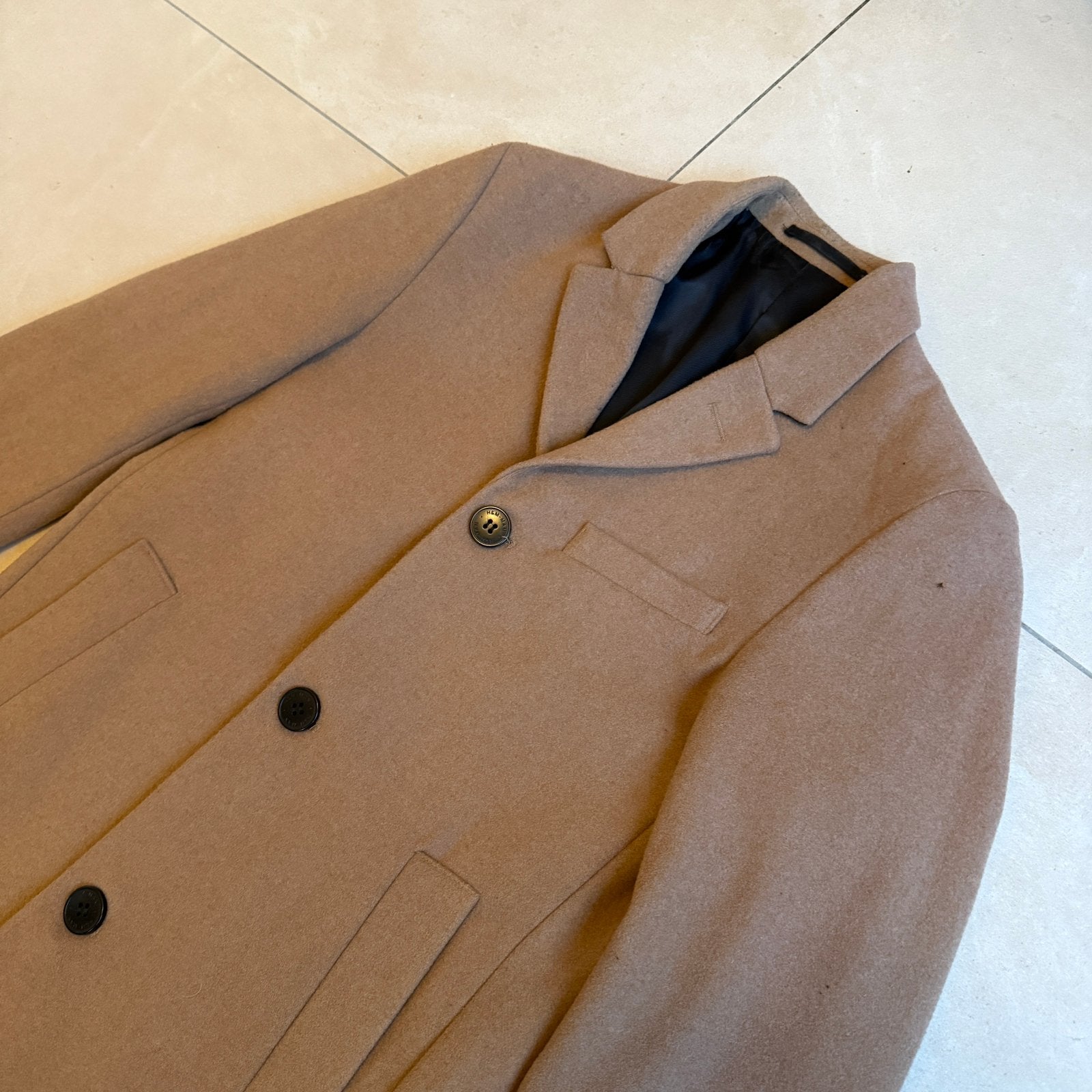 Lange Jas in Beige vab Wol - Maat XS, Verzenden, Zo goed als nieuw, Maat 46 (S) of kleiner, Beige