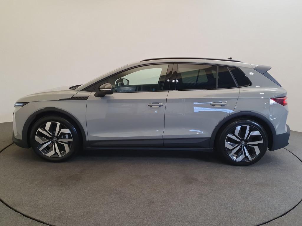Skoda Elroq 85 Sportline Wegklapbare trekhaak, Camera, 12 maanden, Achterwielaandrijving, Zwart, Alcantara