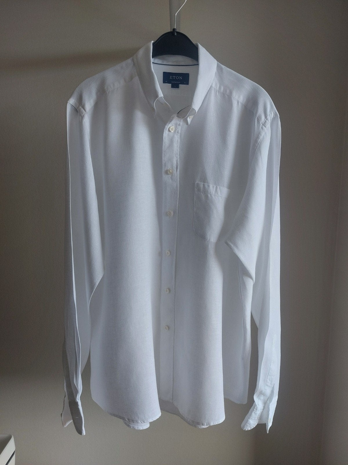 ETON, LINNEN CASUAL OVERHEMD (CONTEMPORARY FIT), WIT, MT L, Ophalen of Verzenden, Nieuw, Wit