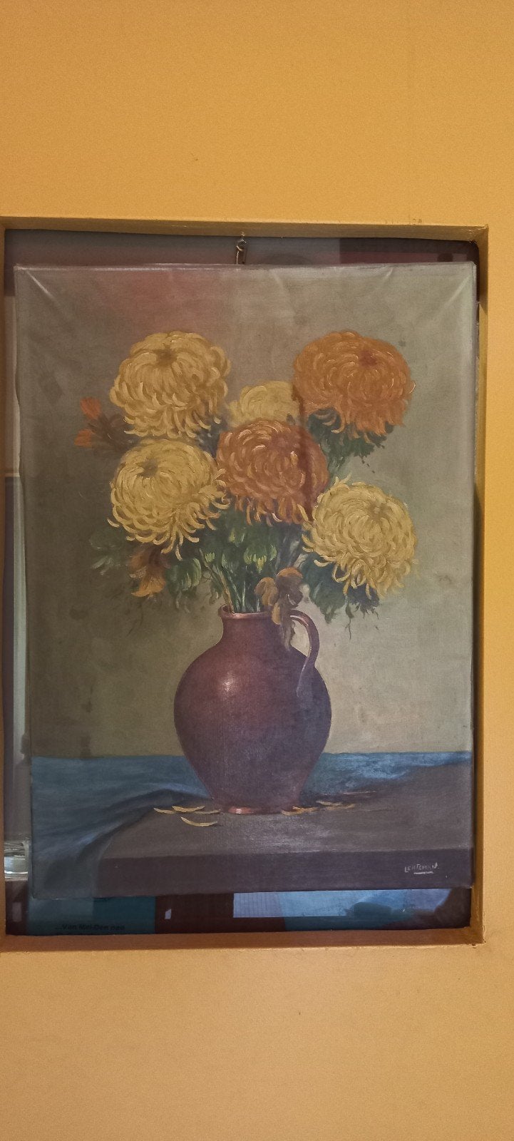 Schilderij Lenteman: Chrysanten in Vaas, Ophalen