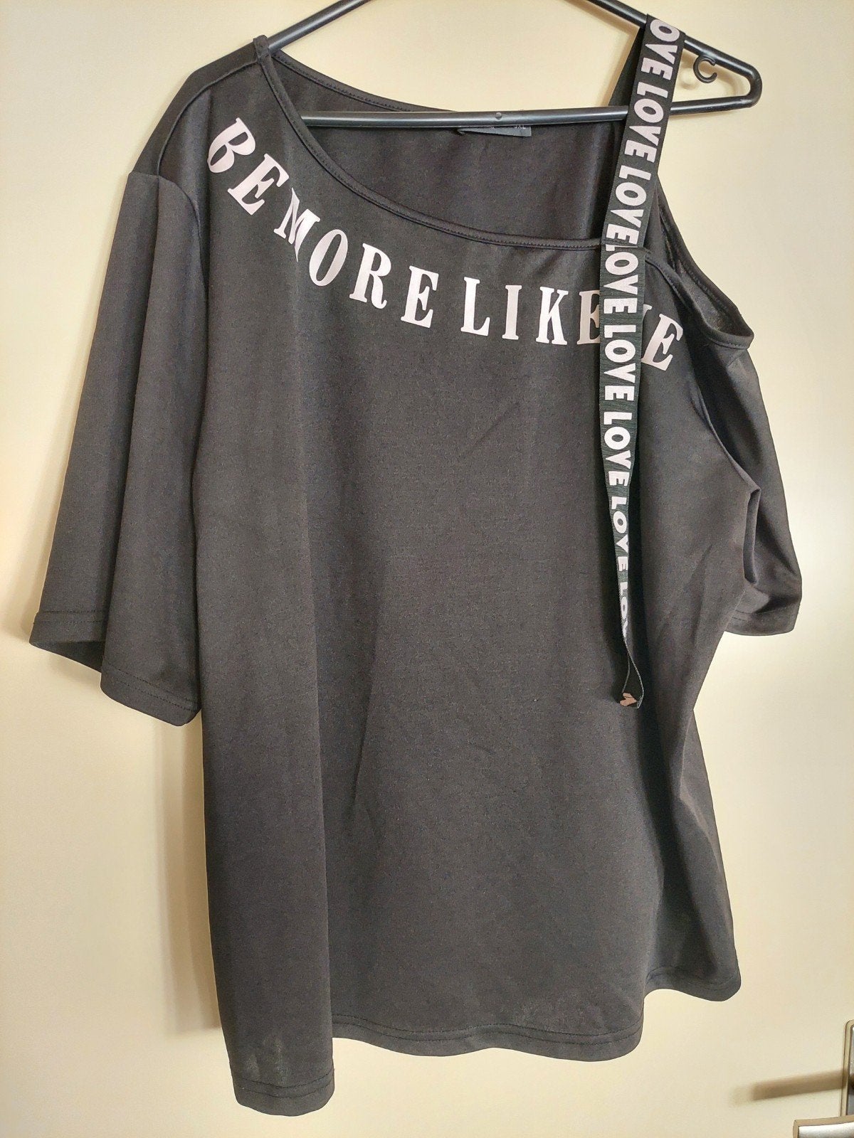 1 kant of shoulder t shirt zwart 3XL, Zwart, Zo goed als nieuw, Shein Curve, Shirt of Top